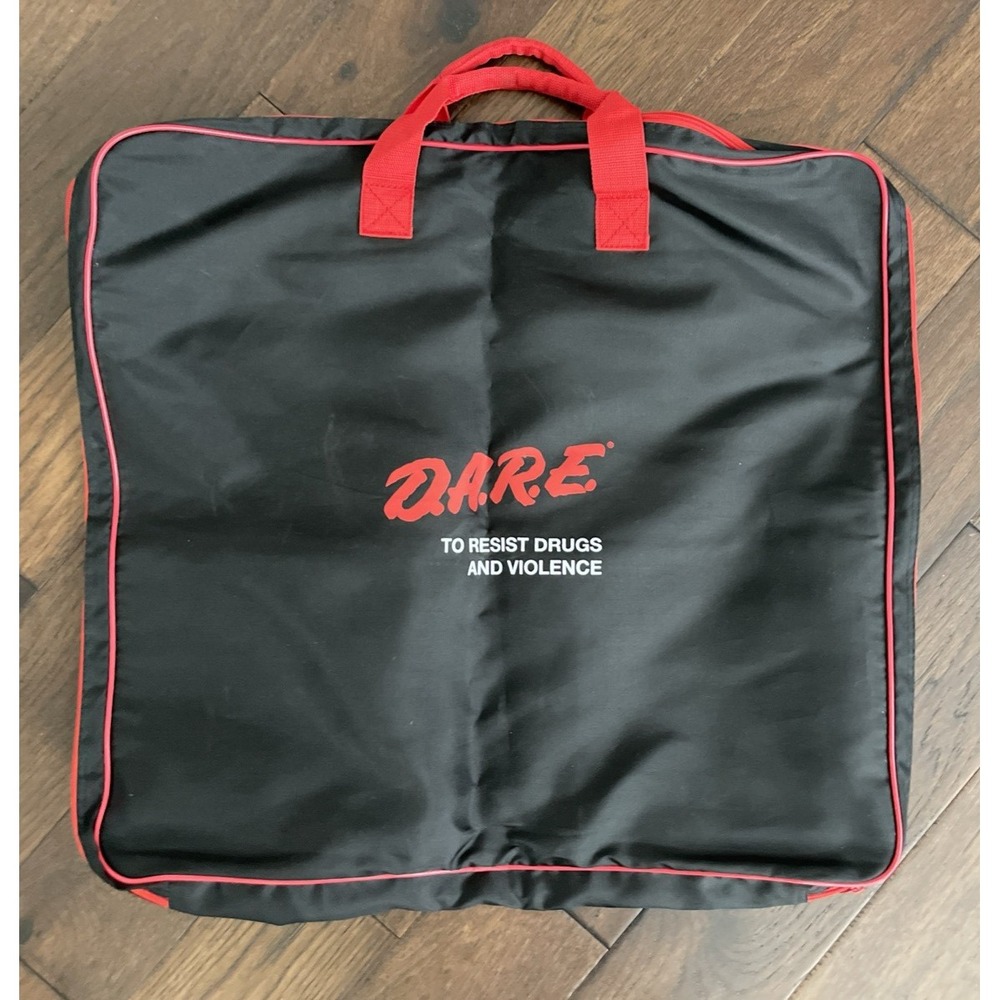 Vintage D.A.R.E. Large Travel Tote Bag DARE Drug Awareness Black Canvas 24x23